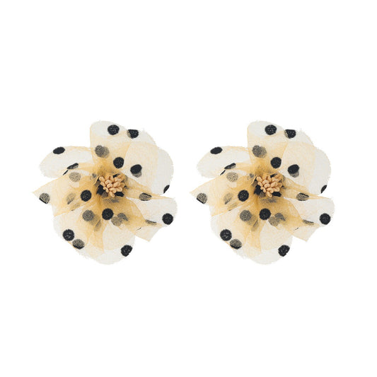 Black polka dot lace floral earrings for women's earrings